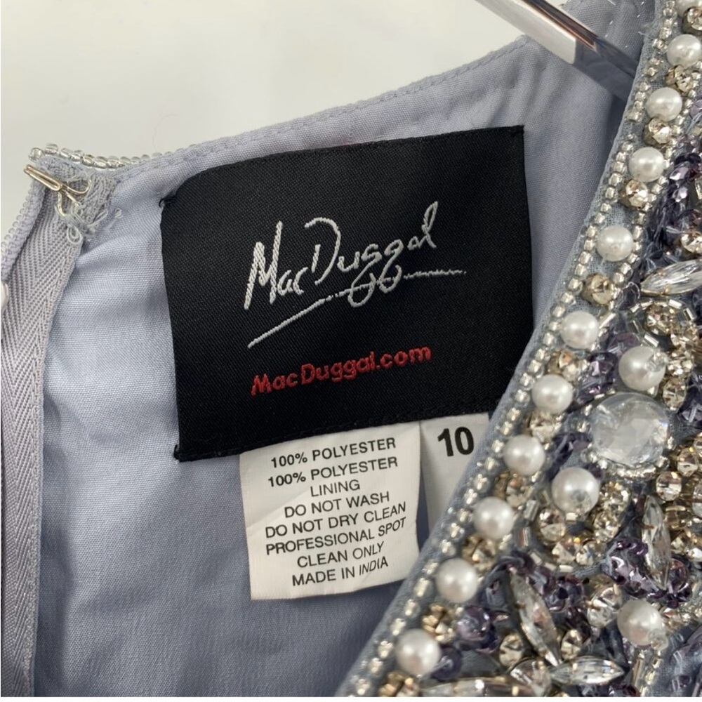 Mac Duggal Silver Sleeveless Midi Dress - Picture 6 of 10